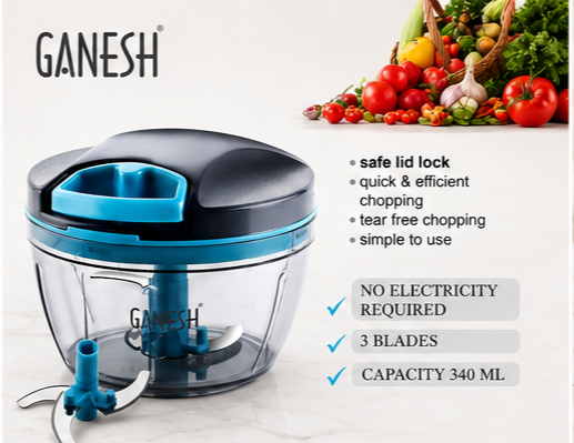 Ganesh Wonder Chopper 470ml — Sharp Stainless Steel Vegetable Cutter